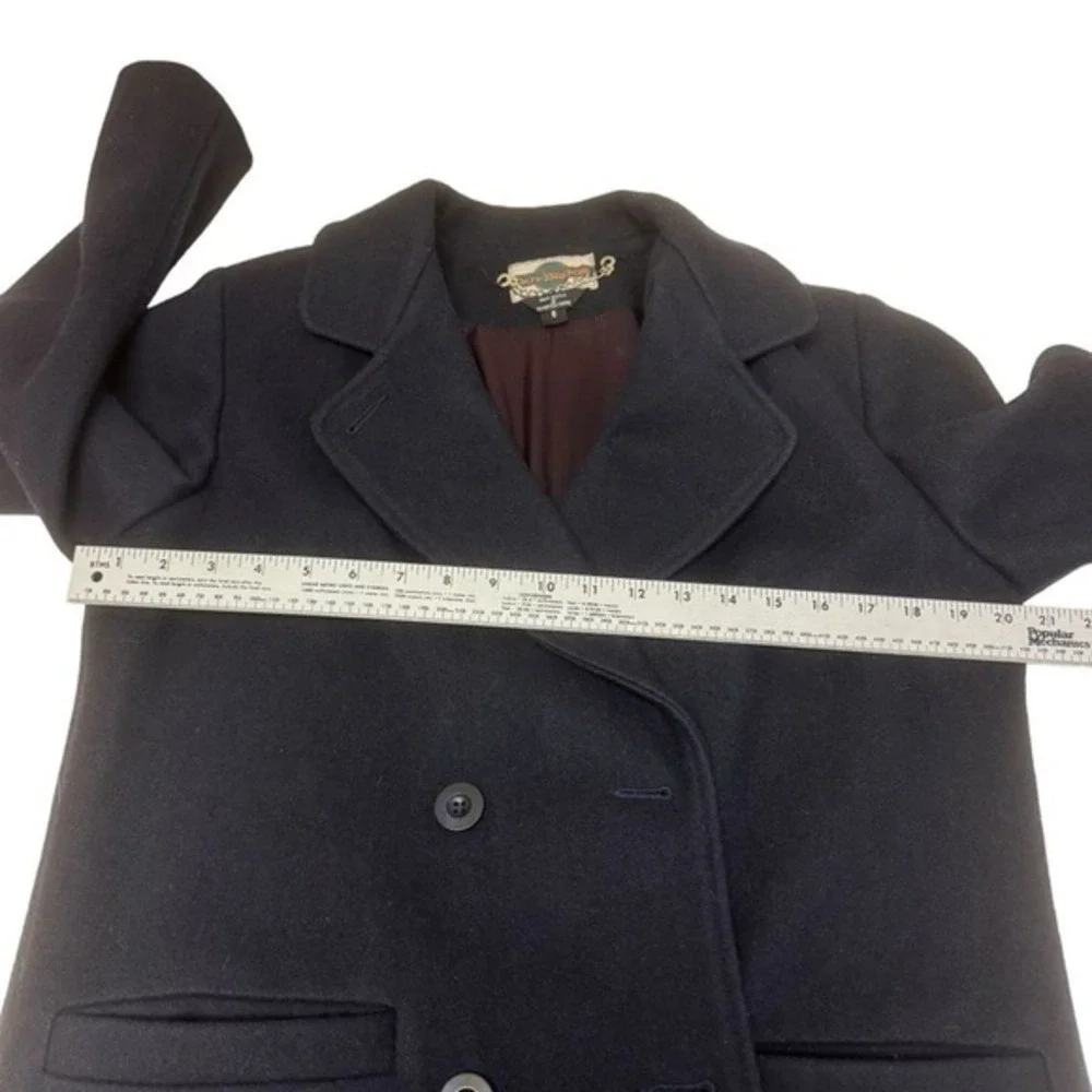 Out Brook Womens Navy Blue Wool Blend Double Breasted Pea Coat Jacket Size 8 USA